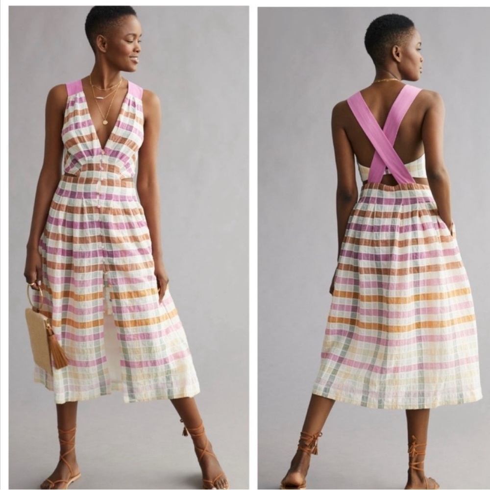 COPY - ANTHROPOLOGIE NWT MAEVE Ombré
Plaid Button Down Textured Cut Out Midi
Dr…